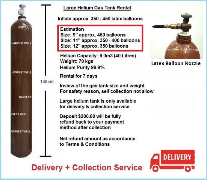 Large Helium Gas Tank Rental with Delivery and Collection